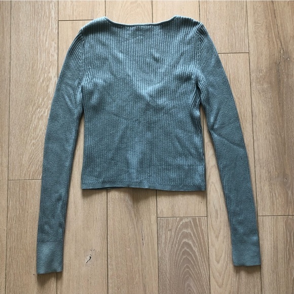 Dynamite Ribbed Shell Button Cardigan in Light Blue - Picture 3 of 9